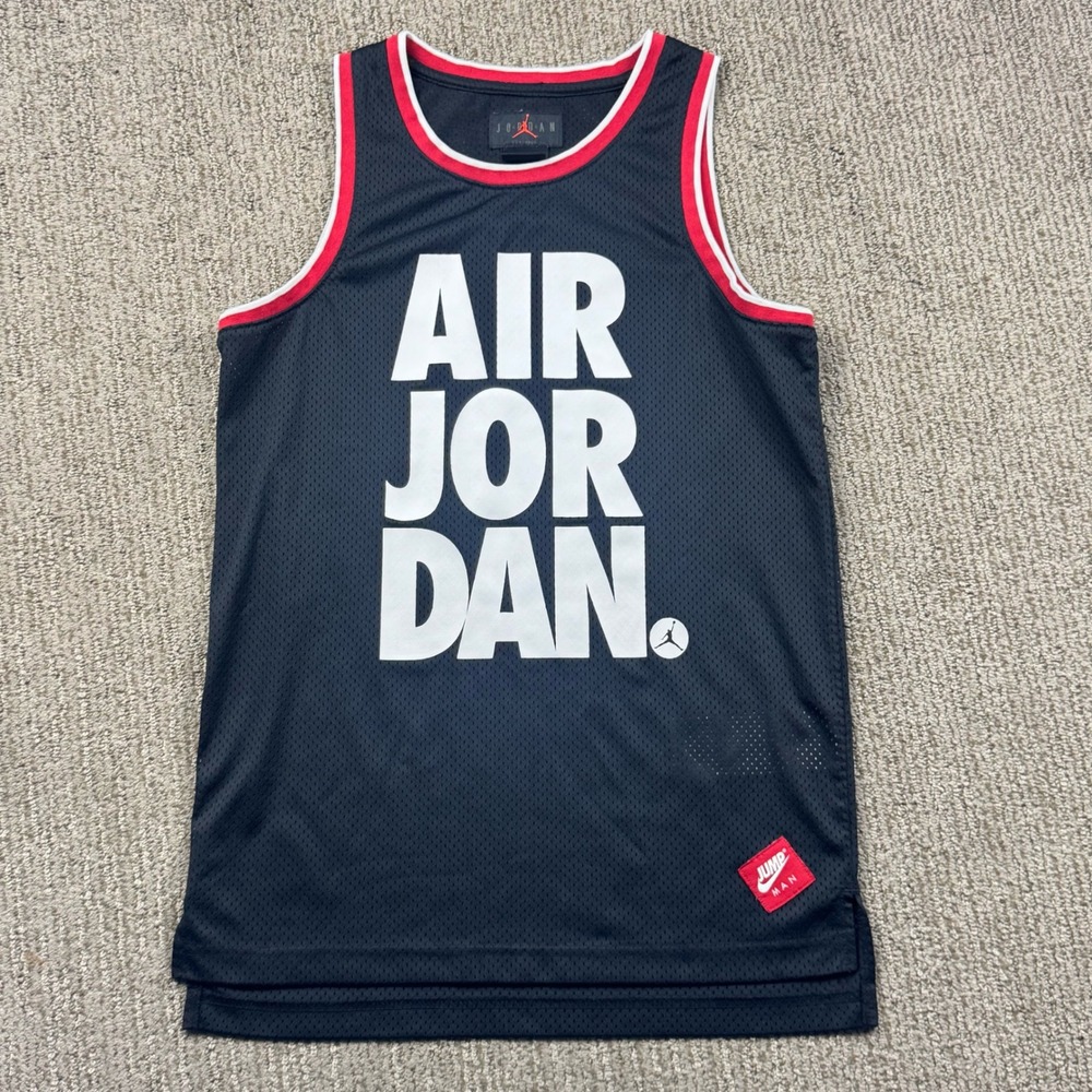 Nike Air Jordan Mesh Basketball Jersey Youth L 12-13 Yrs Black Red